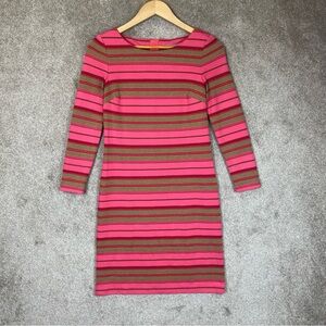 Banana Republic Dress Womens 0 Sheath Stretch Metallic Striped 3/4 Sleeve- 3737